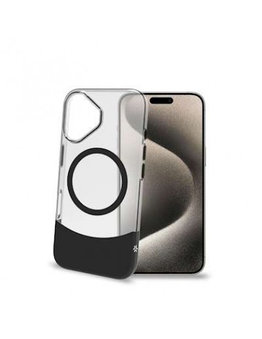 Celly MAGDUAL Funda Transparente Magsafe Apple iPhone 16 Negra