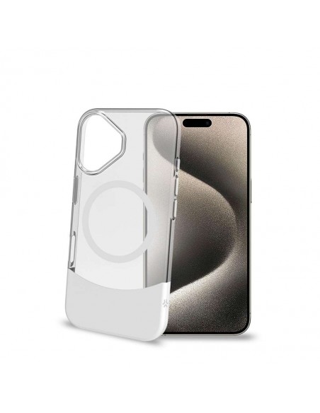 Celly MAGDUAL Funda Transparente Magsafe Apple iPhone 16 Blanca