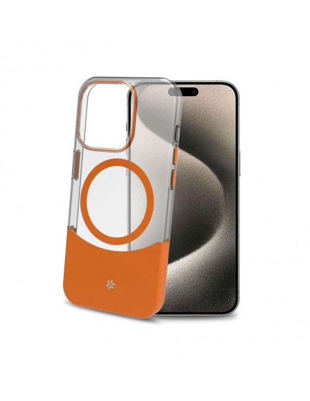 Celly MAGDUAL Funda Transparente Magsafe Apple iPhone 16 Pro Naranja