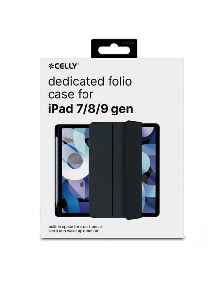 Celly BOOKFOLIO01 Funda Tipo Libro para iPad 7/8/9 Gen Negra