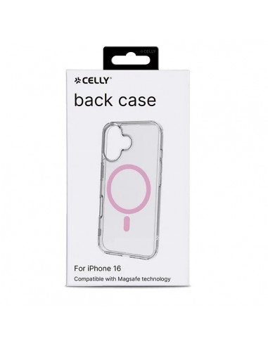 Celly GELSKINMAG Funda Transparente MagSafe Apple iPhone 16 Rosa