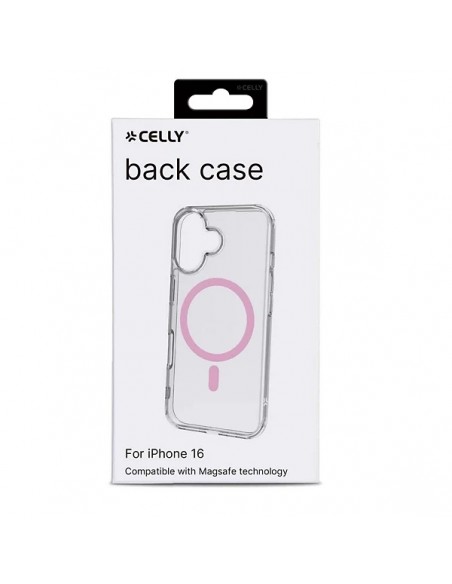 Celly GELSKINMAG Funda Transparente MagSafe Apple iPhone 16 Rosa