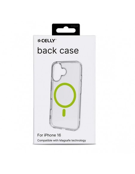 Celly GELSKINMAG Funda Transparente MagSafe Apple iPhone 16 Amarilla