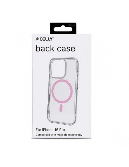 Celly GELSKINMAG Funda Transparente MagSafe Apple iPhone 16 Pro Rosa