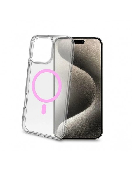 Celly GELSKINMAG Funda Transparente MagSafe Apple iPhone 16 Pro Max Rosa