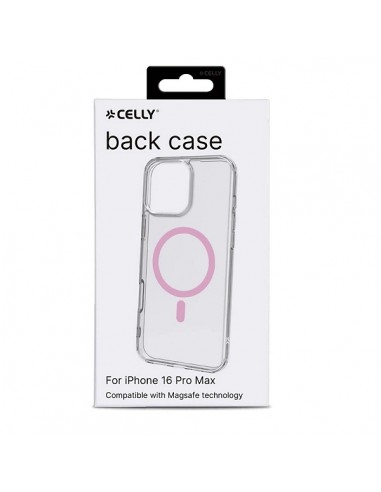 Celly GELSKINMAG Funda Transparente MagSafe Apple iPhone 16 Pro Max Rosa
