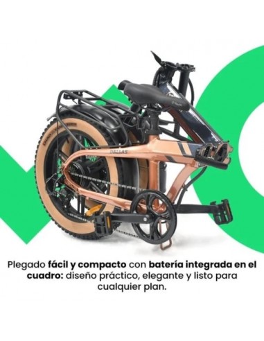 Youin Dallas BK1650 Bicicleta Eléctrica Fat Plegable 250W 60km Aluminio Suspensión Delantera 20" Bronce