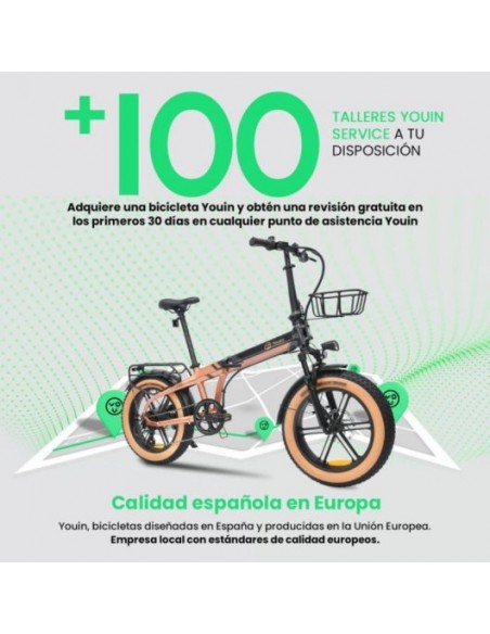 Youin Dallas BK1650 Bicicleta Eléctrica Fat Plegable 250W 60km Aluminio Suspensión Delantera 20" Bronce
