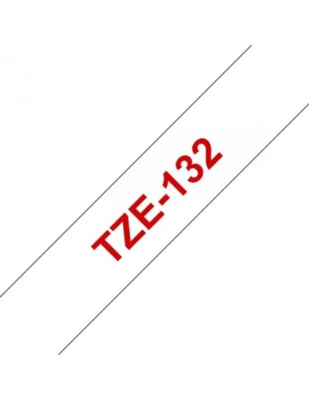 Brother TZe-132 12mm Cinta Roja sobre Transparente Laminada Resistente 8m Rotuladoras
