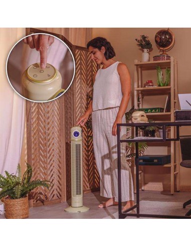 Cecotec EnergySilence 1090 Skyline Retro Smart Green Ventilador de Torre de 32" y 40W, Mando a Distancia