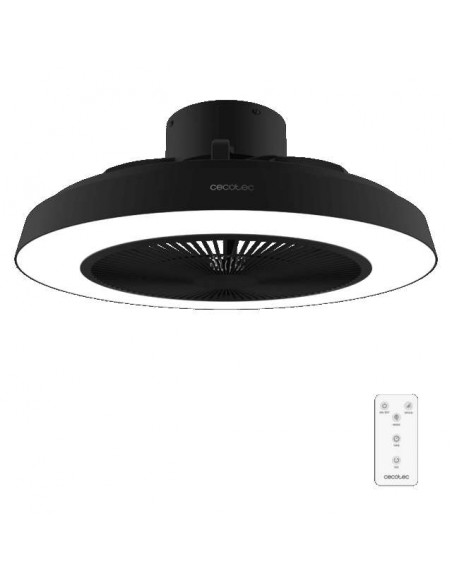Cecotec EnergySilence LampAero 600 InsideBlack Ventilador de Techo de 20W y 20" con Luz LED, Mando a Distancia