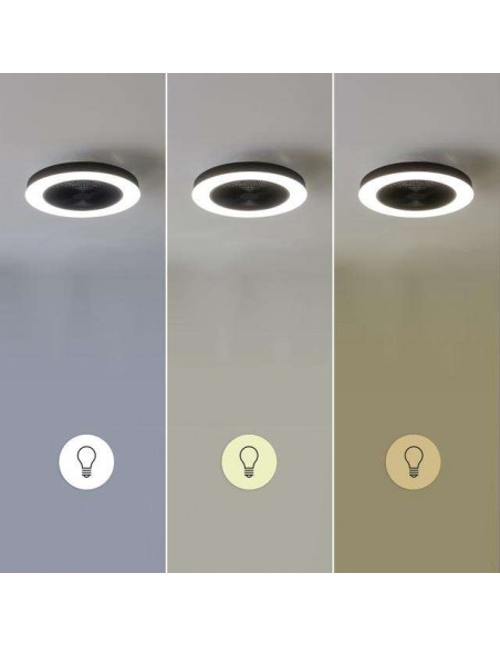 Cecotec EnergySilence LampAero 600 InsideBlack Ventilador de Techo de 20W y 20" con Luz LED, Mando a Distancia