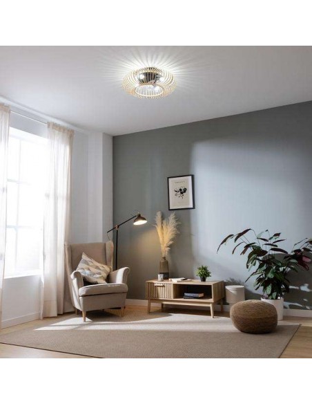Cecotec EnergySilence LampAero 600 Natural LightWood Ventilador de Techo de 20W y 11" con Lámpara, Mando a Distancia