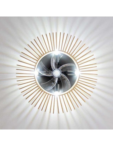 Cecotec EnergySilence LampAero 600 Natural LightWood Ventilador de Techo de 20W y 11" con Lámpara, Mando a Distancia