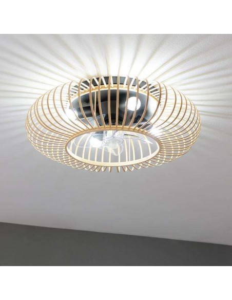 Cecotec EnergySilence LampAero 600 Natural LightWood Ventilador de Techo de 20W y 11" con Lámpara, Mando a Distancia