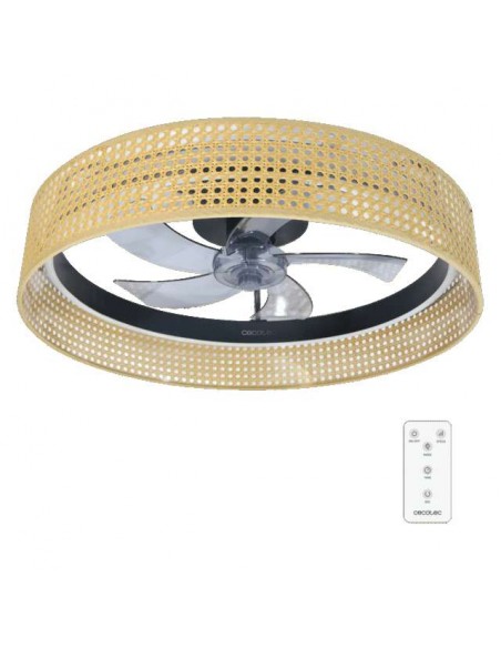 Cecotec EnergySilence LampAero 600 Beige Design Ventilador de Techo de 20W y 17" con Luz LED, Mando a Distancia
