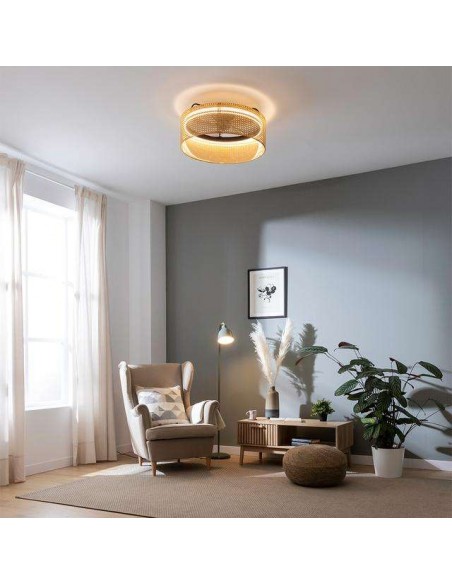 Cecotec EnergySilence LampAero 600 Beige Design Ventilador de Techo de 20W y 17" con Luz LED, Mando a Distancia
