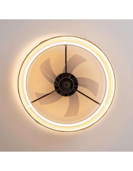 Cecotec EnergySilence LampAero 600 Beige Design Ventilador de Techo de 20W y 17" con Luz LED, Mando a Distancia