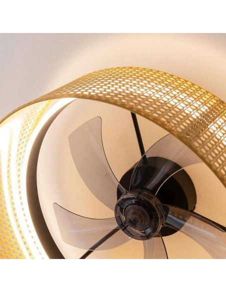 Cecotec EnergySilence LampAero 600 Beige Design Ventilador de Techo de 20W y 17" con Luz LED, Mando a Distancia
