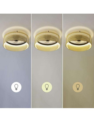 Cecotec EnergySilence LampAero 600 Beige Design Ventilador de Techo de 20W y 17" con Luz LED, Mando a Distancia