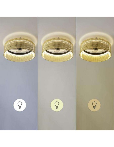 Cecotec EnergySilence LampAero 600 Beige Design Ventilador de Techo de 20W y 17" con Luz LED, Mando a Distancia