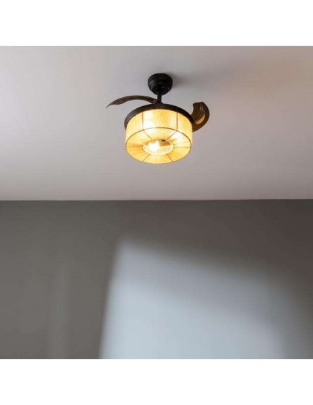 Cecotec EnergySilence Aero 3600 Invisible Natural Style Ventilador de Techo de 25W y 36" con Lámpara, Mando a Distancia