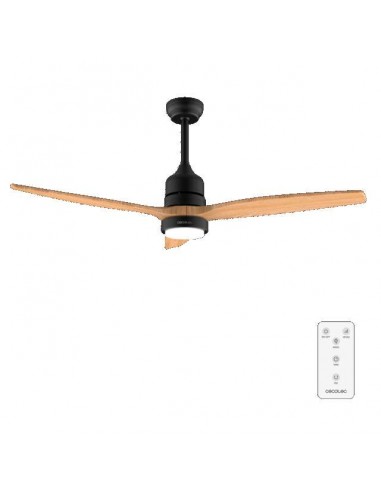 Cecotec EnergySilence Aero 5275 Black&LightWood Ventilador de Techo de 40W y 52" con Luz LED, Mando a Distancia