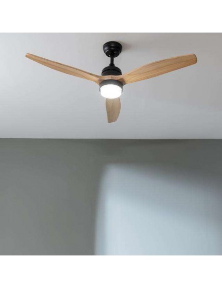 Cecotec EnergySilence Aero 5275 Black&LightWood Ventilador de Techo de 40W y 52" con Luz LED, Mando a Distancia