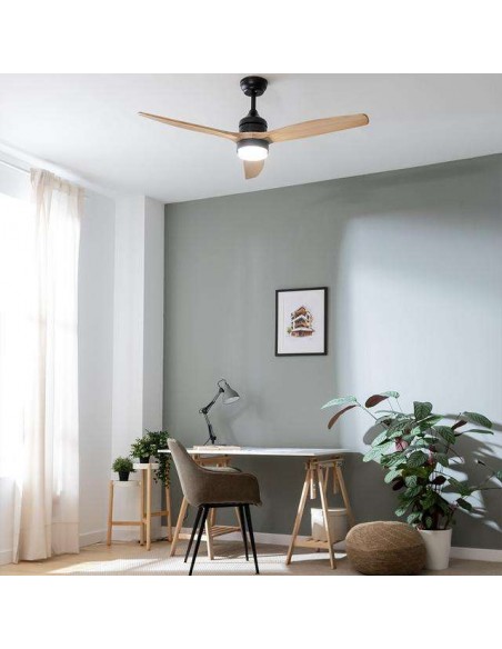 Cecotec EnergySilence Aero 5275 Black&LightWood Ventilador de Techo de 40W y 52" con Luz LED, Mando a Distancia