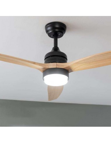 Cecotec EnergySilence Aero 5275 Black&LightWood Ventilador de Techo de 40W y 52" con Luz LED, Mando a Distancia