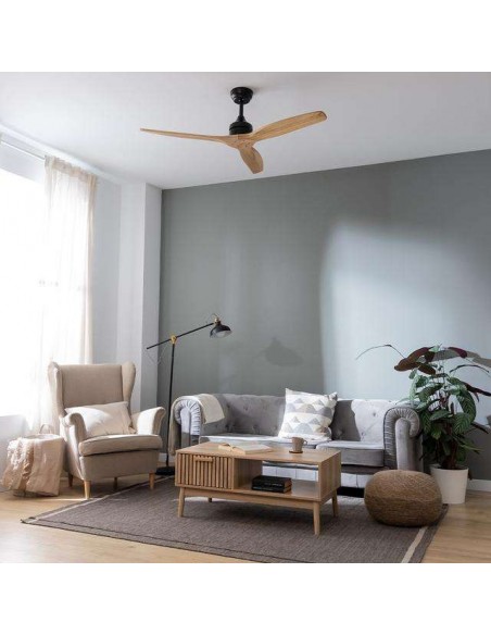 Cecotec EnergySilence Aero 5270 Black&LightWood Ventilador de Techo de 40W y 52", Mando a Distancia