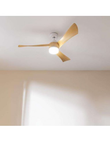 Cecotec EnergySilence Aero 5280 LightWood Ventilador de Techo de 40W y 52" con Luz LED, Mando a Distancia