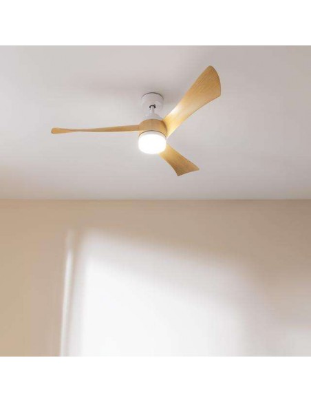 Cecotec EnergySilence Aero 5280 LightWood Ventilador de Techo de 40W y 52" con Luz LED, Mando a Distancia