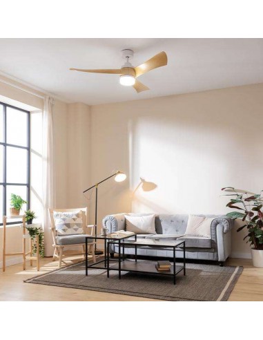 Cecotec EnergySilence Aero 5280 LightWood Ventilador de Techo de 40W y 52" con Luz LED, Mando a Distancia