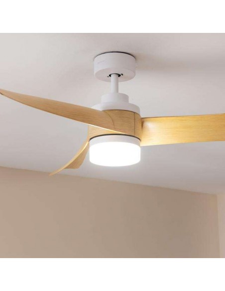 Cecotec EnergySilence Aero 5280 LightWood Ventilador de Techo de 40W y 52" con Luz LED, Mando a Distancia