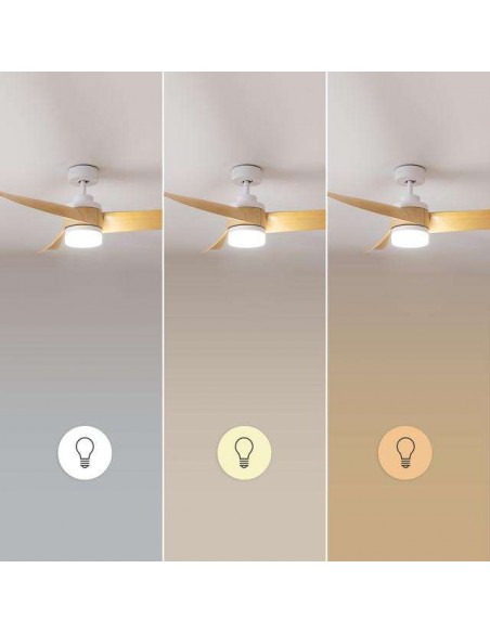 Cecotec EnergySilence Aero 5280 LightWood Ventilador de Techo de 40W y 52" con Luz LED, Mando a Distancia