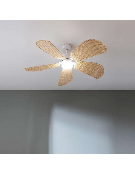 Cecotec EnergySilence Aero 5290 Natural Ventilador de Techo de 40W y 52" con Luz LED, Mando a Distancia