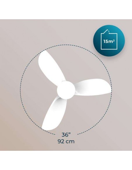 Cecotec EnergySilence Aero 3050 White Ventilador de Techo de 35W y 36" con Luz LED, Mando a Distancia