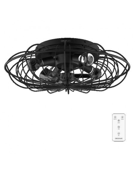 Cecotec EnergySilence LampAero 650 Iron Design Ventilador de Techo de 20W y 11" con Lámpara, Mando a Distancia