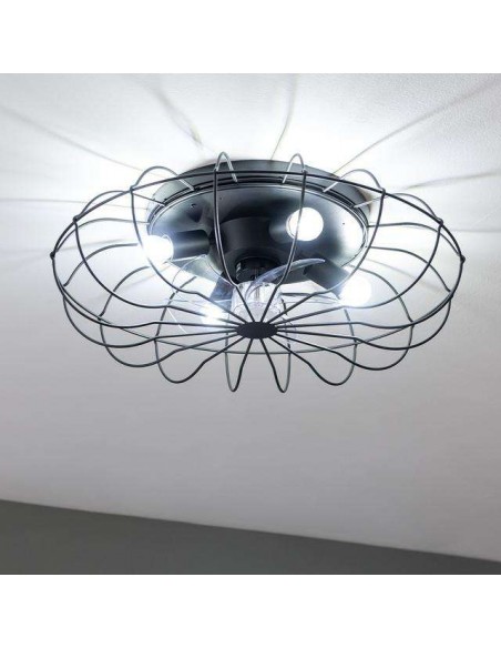 Cecotec EnergySilence LampAero 650 Iron Design Ventilador de Techo de 20W y 11" con Lámpara, Mando a Distancia