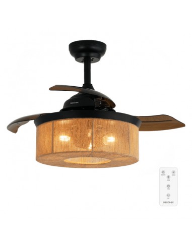 Cecotec EnergySilence Aero 3600 Invisible Natural Style Ventilador de Techo de 25W y 36" con Lámpara, Mando a Distancia