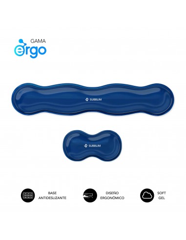 Subblim Ergo Crystal Flex Reposamuñecas Teclado + Ratón Azul Oscuro