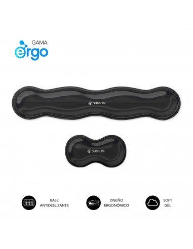 Subblim Ergo Crystal Flex Reposamuñecas Teclado + Ratón Negro