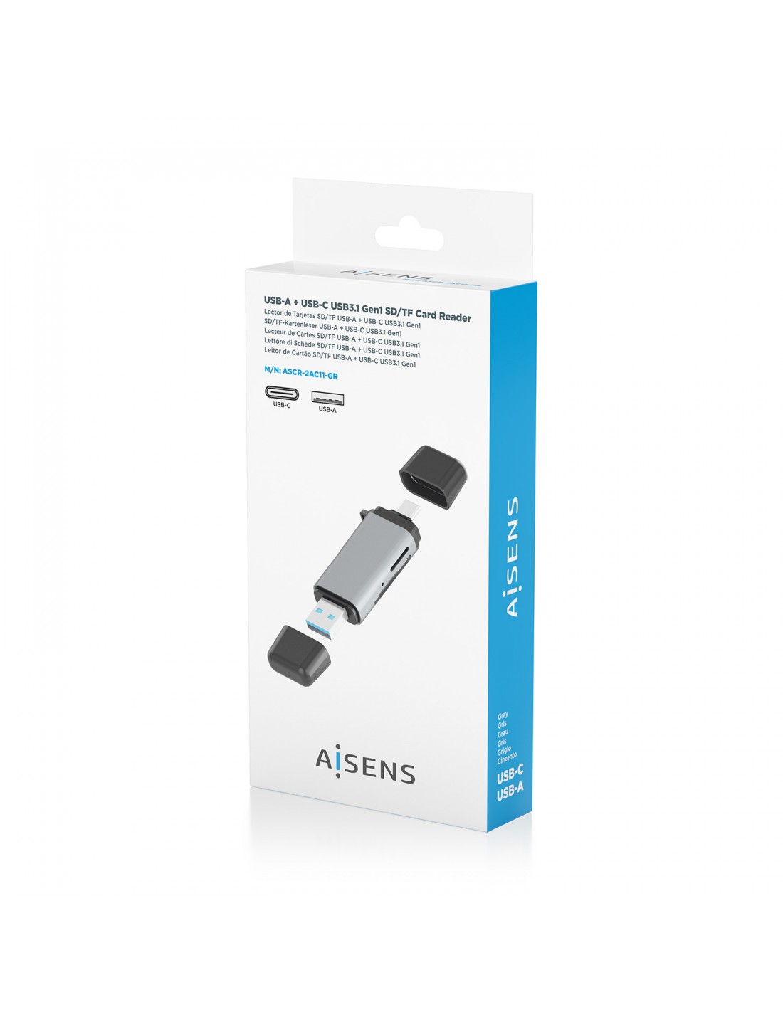 MULTILECTOR EXTERNO AISENS ASCR-2C10-GR GRIS - miniatura 3