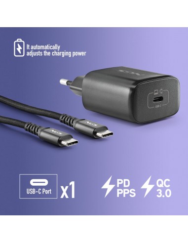 NGS BUD45W-C Cargador de Pared GaN 45W 1xUSB-C con Cable Incluido 1.5m