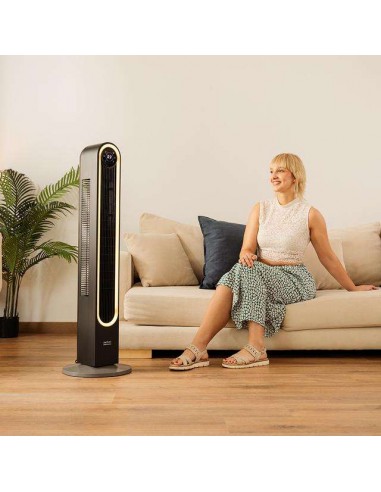 Cecotec EnergySilence 9090 Skyline Smart Light Ventilador de Torre con Luz de 60W, Mando a Distancia