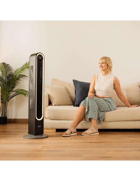 Cecotec EnergySilence 9090 Skyline Smart Light Ventilador de Torre con Luz de 60W, Mando a Distancia