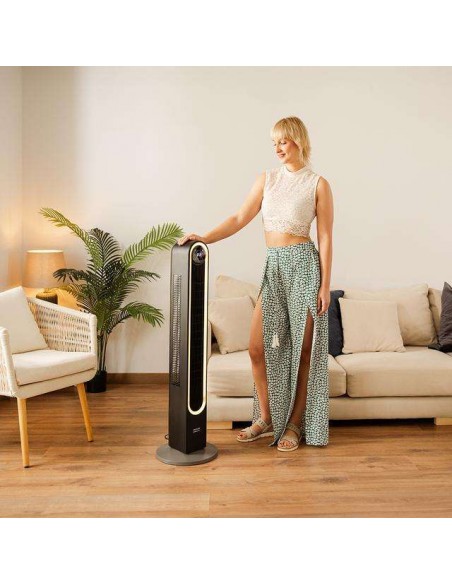 Cecotec EnergySilence 9090 Skyline Smart Light Ventilador de Torre con Luz de 60W, Mando a Distancia