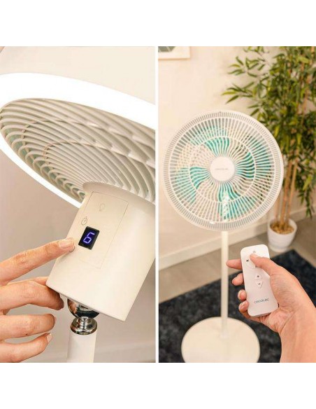 Cecotec EnergySIlence FanLamp Ventilador de Pie con Aro de Luz LED, Aire Reversible, 36W