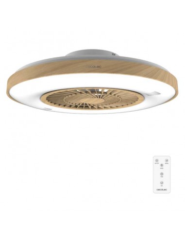 Cecotec EnergySilence LampAero 600 InsideWood Ventilador de Techo de 20W y 20" con Luz LED, Mando a Distancia